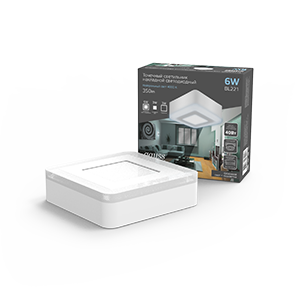 Gauss Светильник Backlight накладной BL221 Квадрат. Акрил, 3+3W, LED 4000K, 105*105,