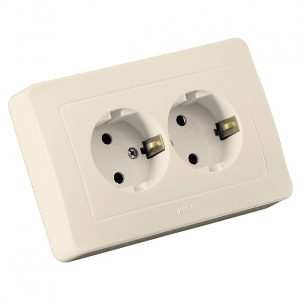 Hegel Мастер внутр Слоновая кость РС16-351-01 Розетка с/з двойная