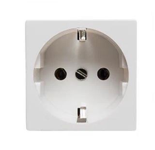 Розетка электрическая 2К+З, с защитными шторками (белый) 200017