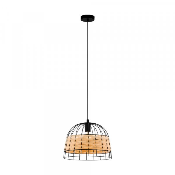 Eglo 43311 Подвес ANWICK, 1x40W(E27), 370, сталь, черный/ротанг, натуральный