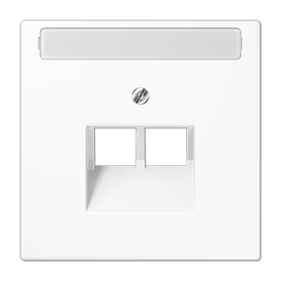 JUNG LS 990 Белая Накладка 2-ой наклонной ТЛФ/комп розетки с полем для надписи LS969-2NAUAWW