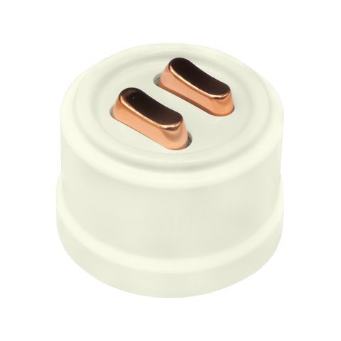 BIRONI Лизетта Пластик Слоновая кость Выключатель проходной 2-кл (клавишный), ручка Медь B1-222-211-C