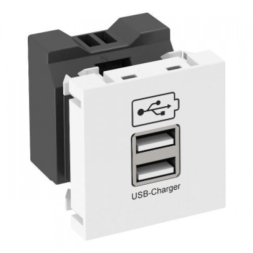 Купить OBO Bettermann Розетка USB тип А двойная (2х0,6А или 1х1,2А) 1 модуль Modul45, 45х45 мм, белая 6105300