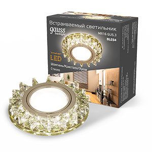 Gauss Светильник Backlight BL034 Кругл. Шампань/Кристалл/Хром, Gu5.3, LED 2700K