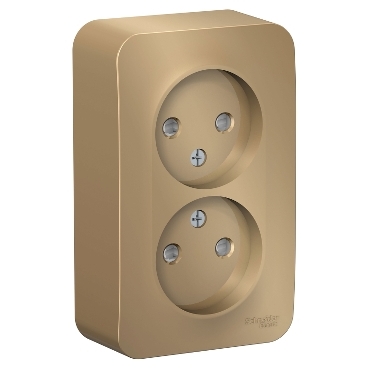 Купить Systeme Electric Blanca наруж Титан Розетка 2-ая б/з со шторками 16А, 250В, изолир. пластина