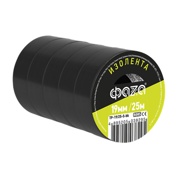 ФАZA Изолента 19/20 Изолента ПВХ 19мм * 25м черная (спайка по 5) .5038295