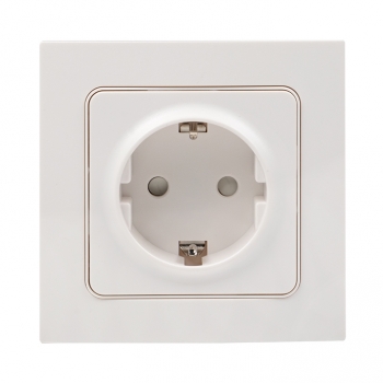 EKF PROxima Стокгольм Розетка 1-ая с/з 16А белая со шторками