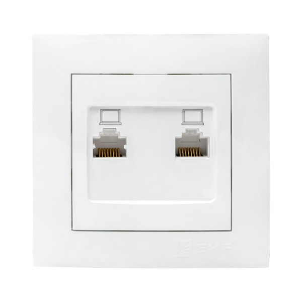 EKF PROxima Валенсия розетка компьютерная RJ-45 2-местная белая