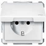 Купить SE Merten Aquadesign Полярно-Бел Розетка Schuko с крышкой, с защитными шторками, IP44, винт. заж. MTN2414-4019