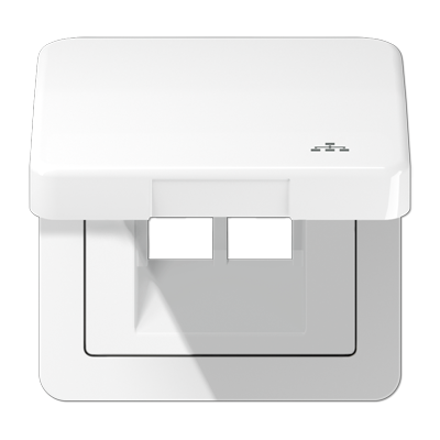 JUNG Накладка и крышка для двойных UAE розеток с символом "сеть" термопласт белый CD590KLLANWW