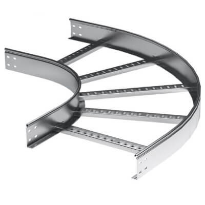 DKC Угол горизонтальный 90 градусов 80x200 R-300, лонжерон 1,5 мм, горячеоцинкованный, в комплекте с крепежными элементами и соединительными пластинам