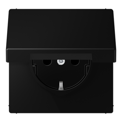JUNG Штепсельная розетка SCHUKO 16A, 250V~  с защитой от детей и крышкой, матовый чёрный графит LS1521KIKLSWM