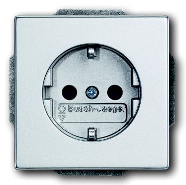 ABB Solo/future Розетка с/з 16А 250В с защ. шторками, серебристый алюминий 2CKA002013A5375