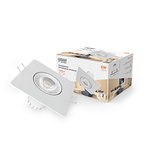 Gauss Светильник Downlight квадрат 6W 500lm 3000K 100-265V IP20 монтаж Ø65 90*56мм белый LED 948411106