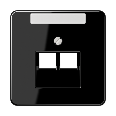 JUNG CD 500/CD plus Черная Накладка 2-ой наклонной ТЛФ/комп розетки с полем для надписи CD569-2NAUASW