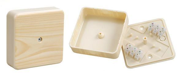 Купить IEK Коробка КМ41212-03 распаячная для о/п 79х79х23 мм светлое дерево (6 клемм 6мм2)