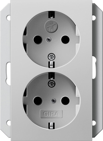 Gira Двойная розетка SCHUKO 16 A 250 В~ с затвором (shutter) и символом  для 1,5-местн. приборной коробки скрытого монтажа 2731015