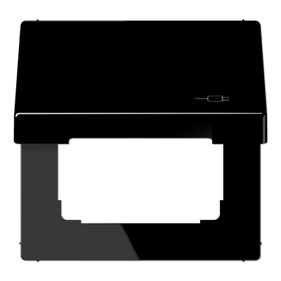 JUNG Рамка с подпружиненной крышкой для механизмов 50*50, с символом "Вилка", чёрный LS990BFKLSOCSW