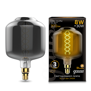 Gauss Лампа Filament DL180 8W 300lm 2400К Е27 gray flexible LED 164802008
