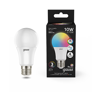 Gauss Лампа A60 10W E27 RGBW димирование LED 1/50 102102410