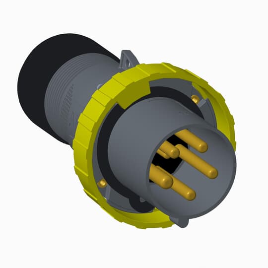 Купить ABB Вилка кабельная ICAT 432-P6B, 32А, 3P+N+E, IP44, 6ч, черный, для шоу-бизнеса 2CMA100554R1000