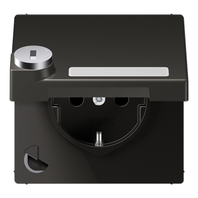 JUNG SCHUKO розетка с крышкой и полем для надписи, антрацит AL1520NAKLSLAN