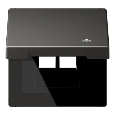 JUNG Накладка и крышка для двойных UAE розеток с символом "сеть" металл антрацит AL2990KLLANAN