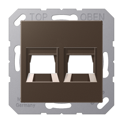 JUNG Kрышка для 2-х разъемов без видимого винта подпружиненная шторка термопласт мокка A1569-25WEMO