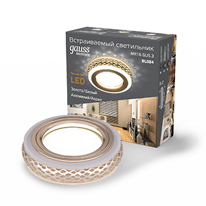 Gauss Светильник Backlight BL084 Кругл. Золото/Белый, Gu5.3, 3W, LED 3000K