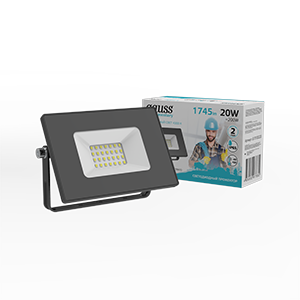 Gauss Прожектор Elementary 20W 1745lm 4000К 200-240V IP65 черный LED 613100220