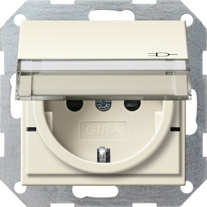 Gira Вставка розетки с крышкой, с затвором (shutter) и символом  и полем для надписи 276201