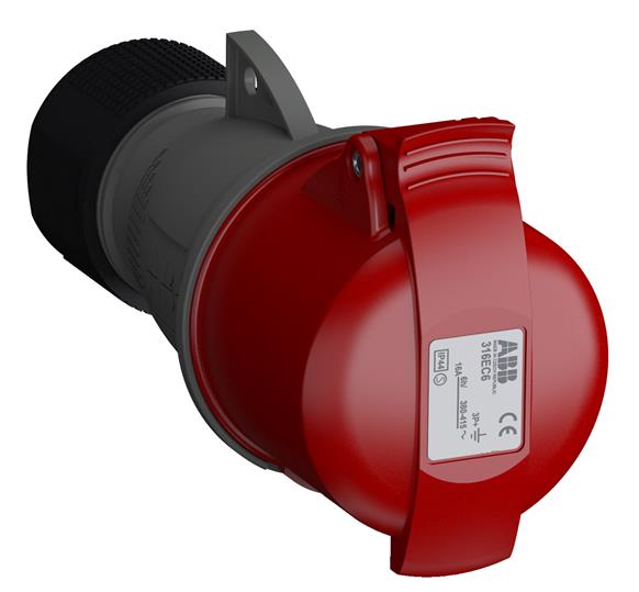 ABB Easy&Safe Розетка кабельная 316EC6,16А,3P+E,IP44,6ч 2CMA102012R1000