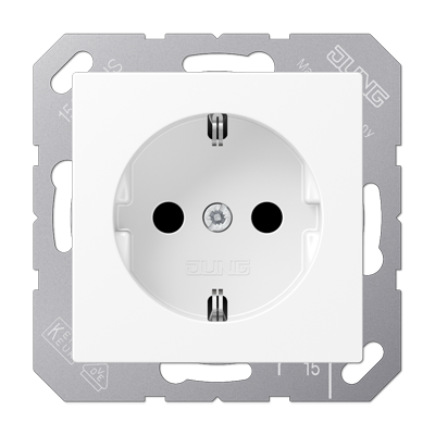 JUNG A Flow/A 550 Белый матовый Розетка  16A 250V с защитой от детей, SCHUKO A1520BFKIWWM