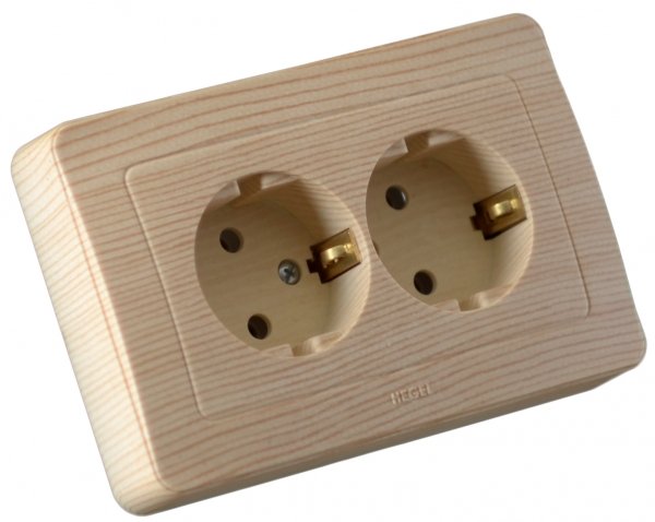 Hegel Мастер внутр Сосна РС16-351-02 Розетка с/з двойная