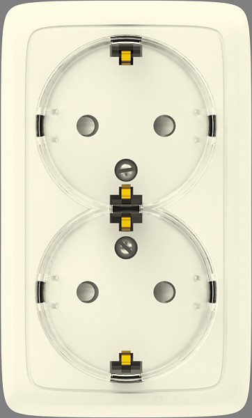 Hegel Альфа наруж Слоновая кость РА16-183-01 Розетка с/з двойная, с изол. пластиной