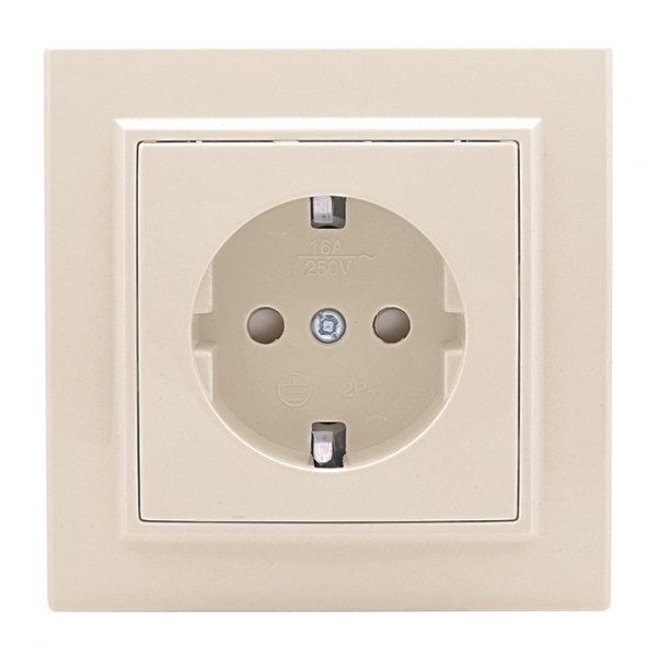 EKF Basic Минск Бежевый Розетка с/з, со шторками, 16А, СП