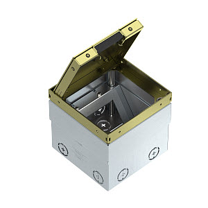 Купить OBO Bettermann Лючок UDHome2 пустой (без выемки под напольное покрытие) 140х140х110 мм (латунь) на 2 модуля 45х45мм 7368348