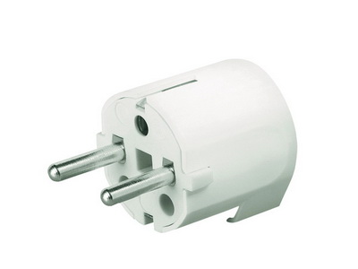 DKC Вилка кабельная, бытовая с боковым вводом кабеля. Белая. IP20 16А 2P+E 230В