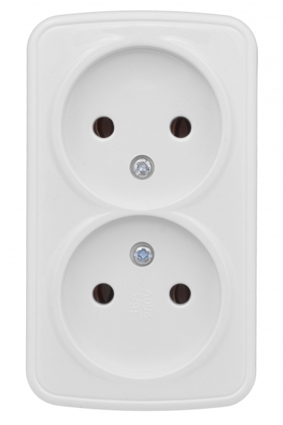 EKF Basic Минск Белый Розетка 2-я, б/з, 10А, ОП