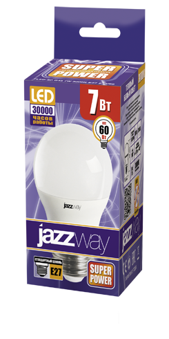 Купить Jazzway Лампа светодиодная (LED) «шар» d45мм E27 180° 7Вт 220-240В матовая тепло-белая желтая 3000К .1027863-2