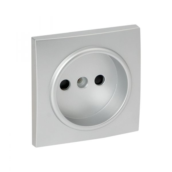 EKF PROxima Валенсия лицевая панель розетки 1-местной б/з 10 А сталь с защ. штор.