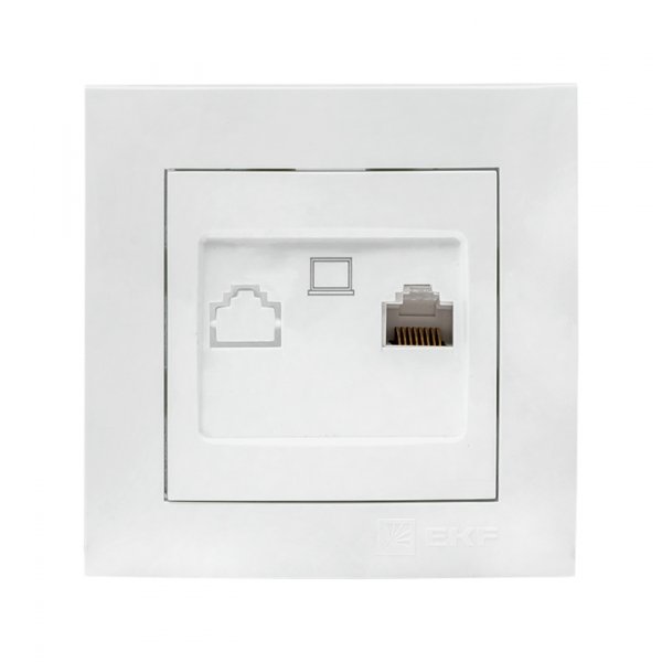 EKF PROxima Валенсия розетка компьютерная RJ-45 1-местная белая