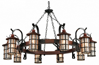 VELANTE 560-703-10 Люстра подвесная Дуб, Черный/Прозрачный E27 10*40W