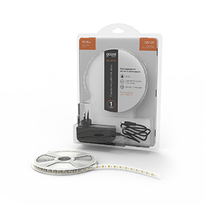 Gauss Лента Basic в комплекте 12V 10W/m 700lm/m 3000K IP20 LED 5m 1/50 BT044