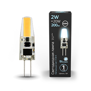 Gauss Лампа G4 AC220-240V 2W 200lm 4100K силикон LED 107707202