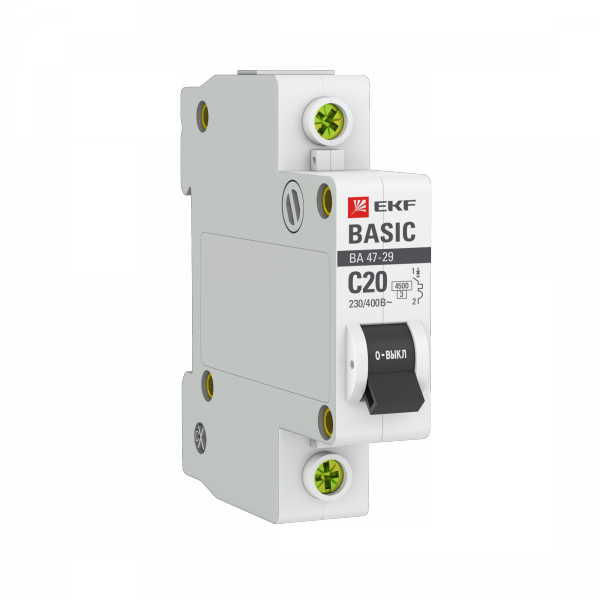 EKF Basic ВА 47-29 Автоматический выключатель (С) 1P 20А 4,5кА mcb4729-1-20C