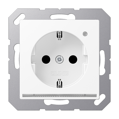 JUNG SCHUKO-розетка с ориентационной светодиодной подсветкой, со встроенным датчиком освещённости, с дополнительной защитой белый матовый A500 A1520-OWWMLNW
