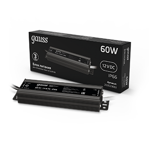Gauss Блок питания для светодиодной ленты пылевлагозащищенный 60W 12V IP66 202023060