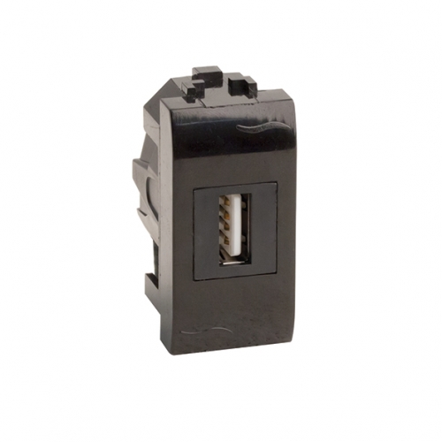 DKC USB 2.0 розетка, Brava, черная, 1 мод.