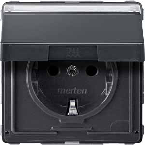 Купить SE Merten Aquadesign Антрацит Розетка Schuko с крышкой и полем для надписи (MTN2312-7214)